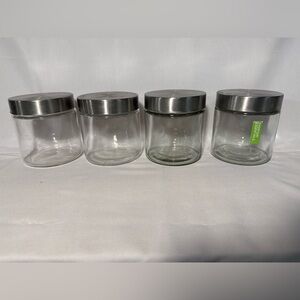 Set of 4 Glass Storage Jars with Stainless Lids
